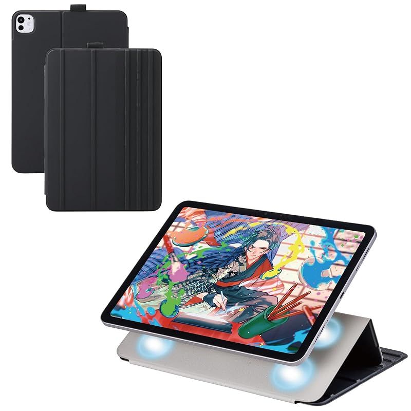 エレコム iPad Pro 11インチ M4 ケース カバー フラップケース ソフトレザー ドローイング アングル8段階 スリープ対応 ブラック TB-A25PMWVDBK 0
