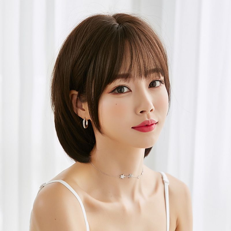 Thumbnail of Wig Full Wig Bob Women's Brown Hair Cute Hairpiece Wig Short Wig Fashion Wig Women Natural Stylish Parting Unnoticeable Korean Everyday Cute Pretty Cosplay qijie92