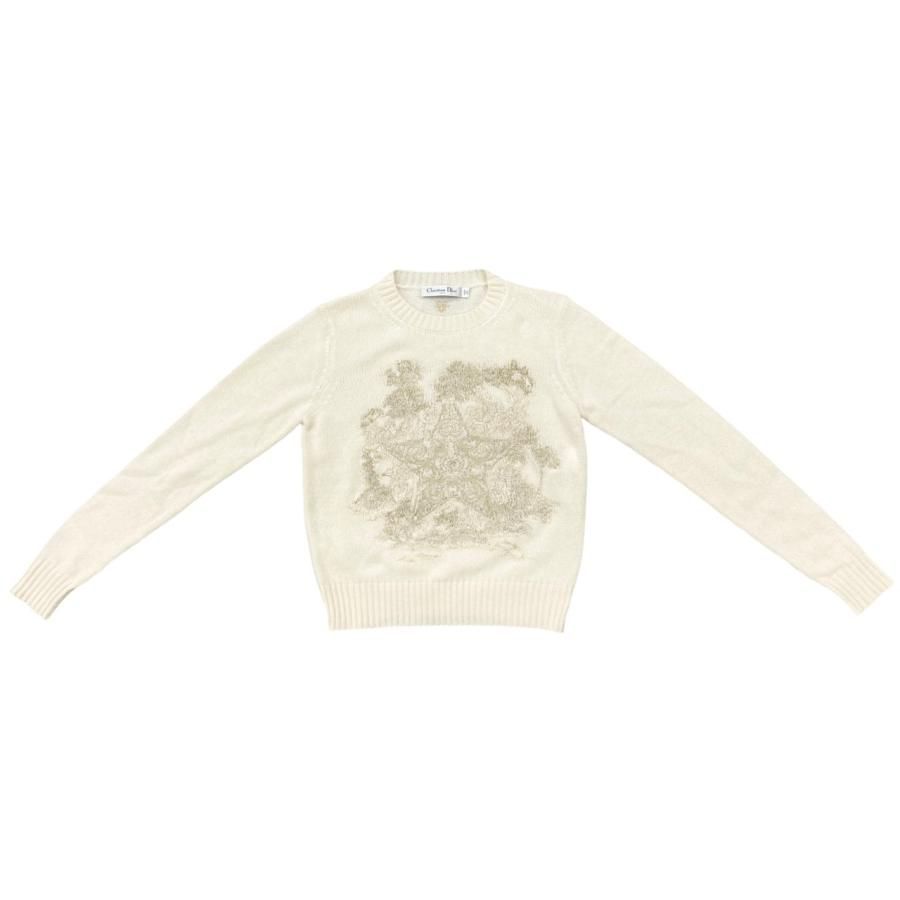 Dior 刺繍入りアイボリーセーター Sサイズ Dior Souvenir Embroidered Sweater White Multicolor Cashmere