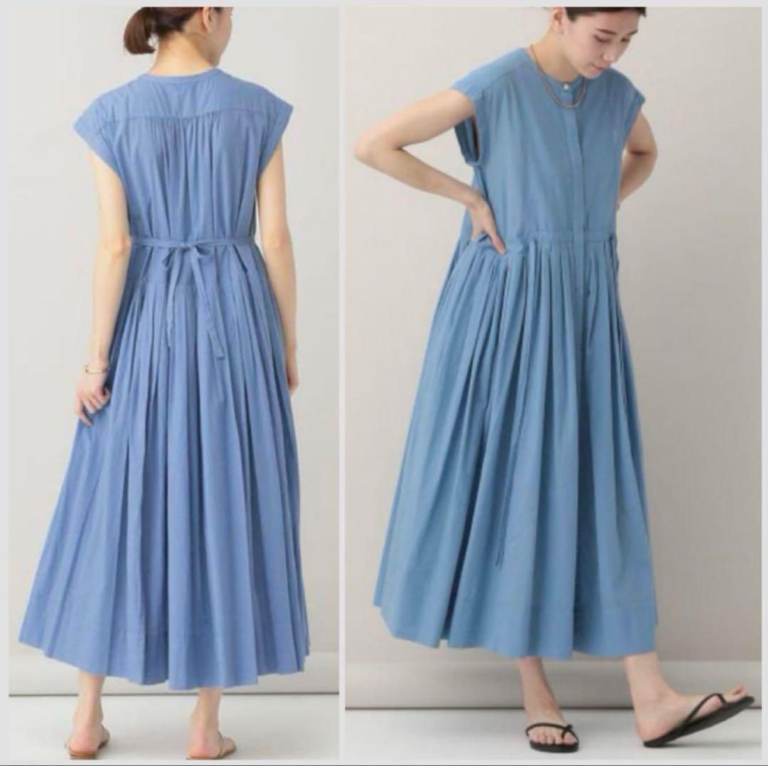 Curensology 定価3.4万 タックドレスワンピース ライトブルー