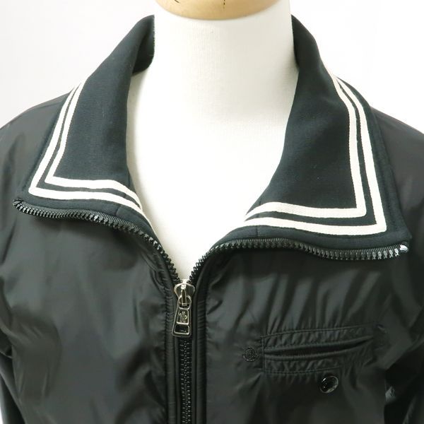 MONCLER ジップアップ maglia cardigan 黒×グレー ナイロン×スウェット
