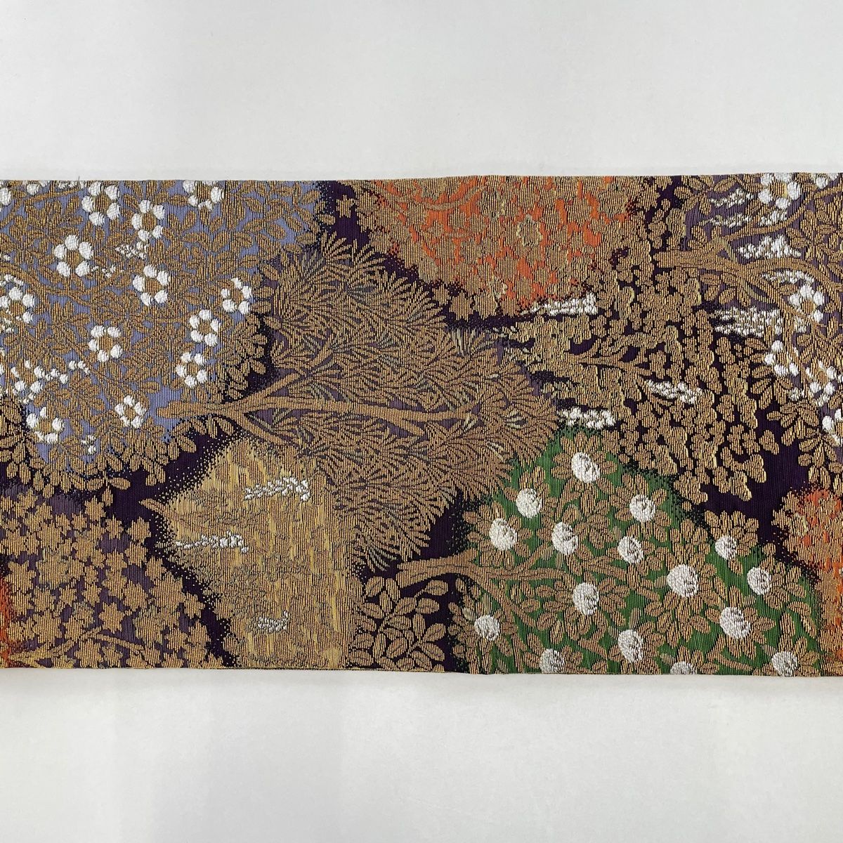 袋帯 美品 逸品 誉田屋源兵衛 落款 樹木 濃紫 六通 正絹 【中古
