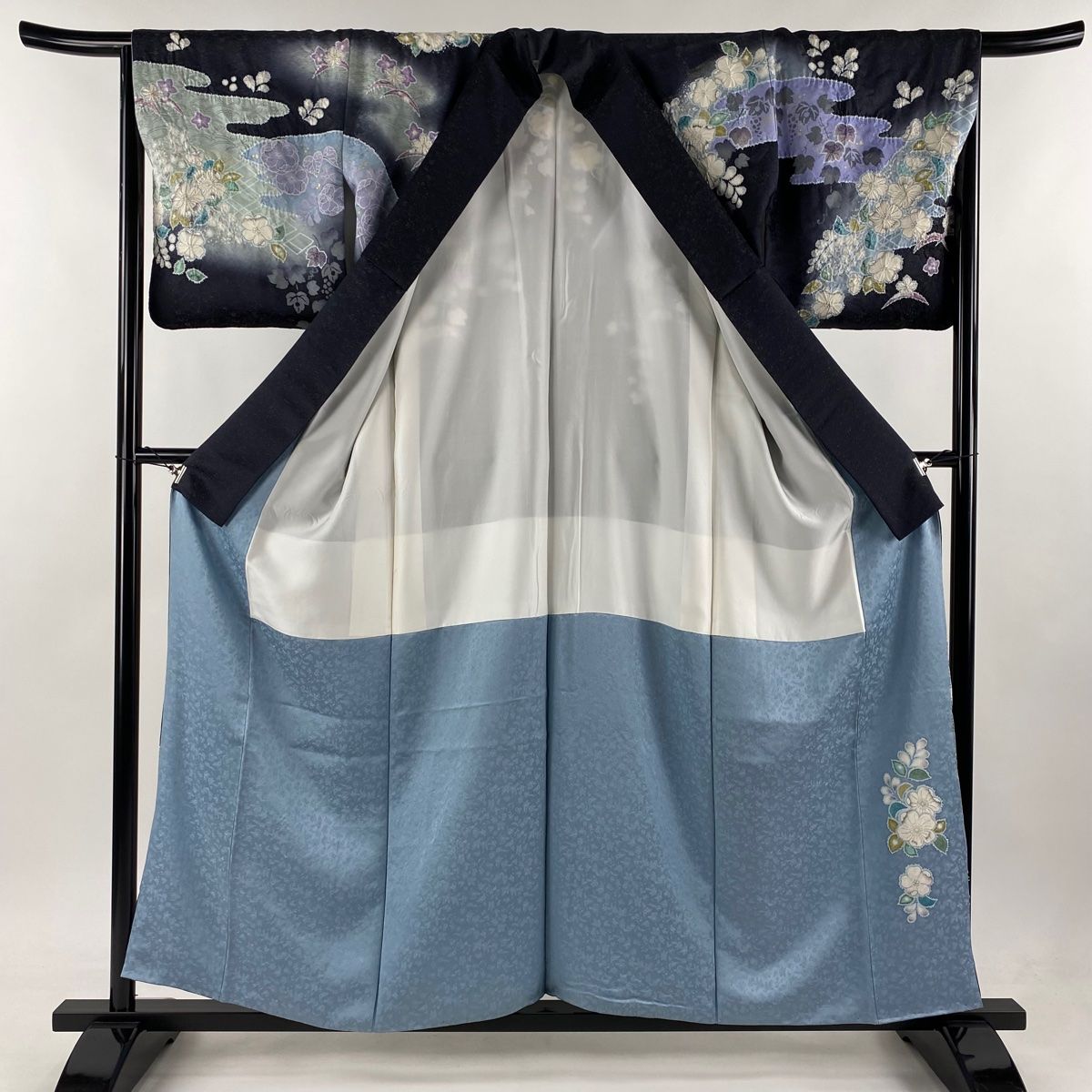 訪問着 身丈158.5cm 裄丈64.5cm M 袷 翠山工房 落款 辻が花 蔦 金通し 