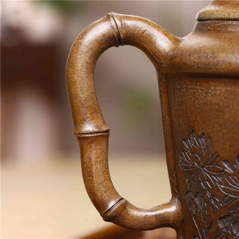 新品『中国茶器・梅蘭竹菊 茶壺 紫砂壶　茶色・こげ茶色』中国茶文化・茶道 新品『中国茶器・梅蘭竹菊 茶壺 紫砂? 茶色・こげ茶色』中国茶