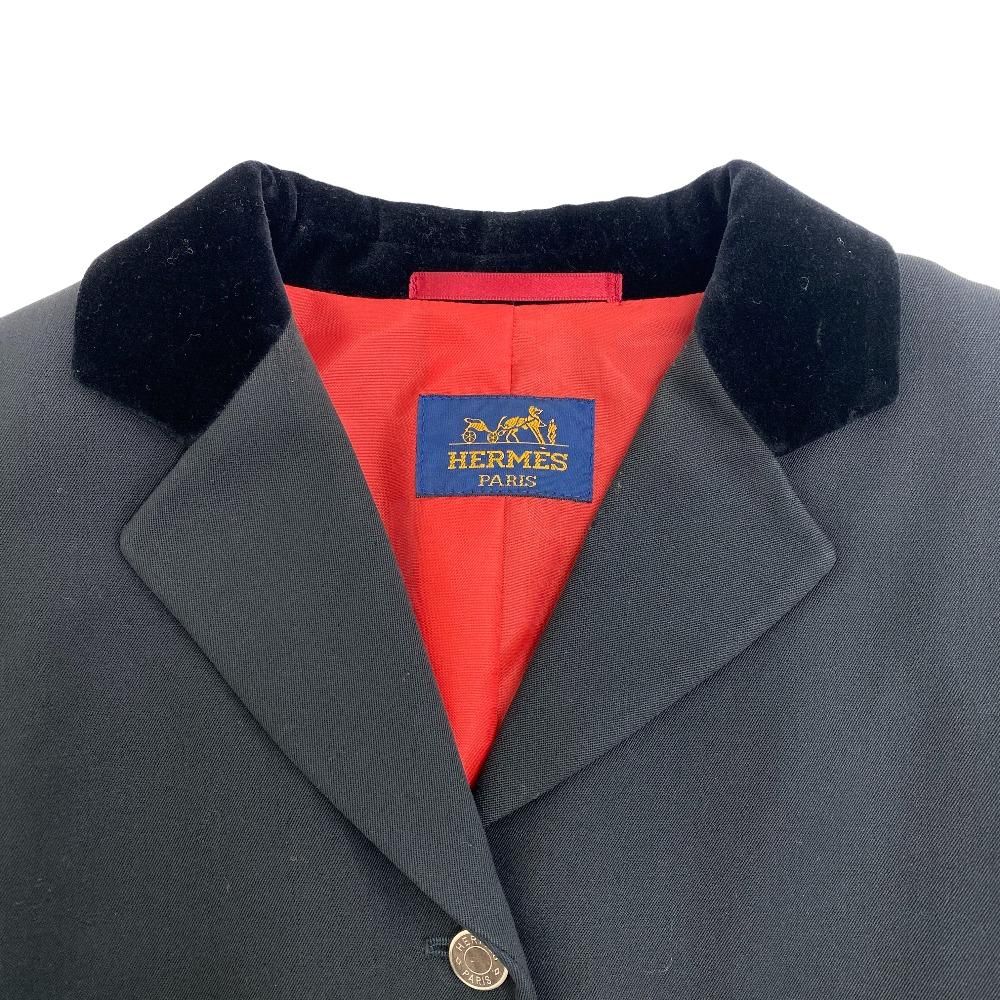 HERMES/エルメス 42 セリエボタン ベロア切替襟 ウール テーラード 