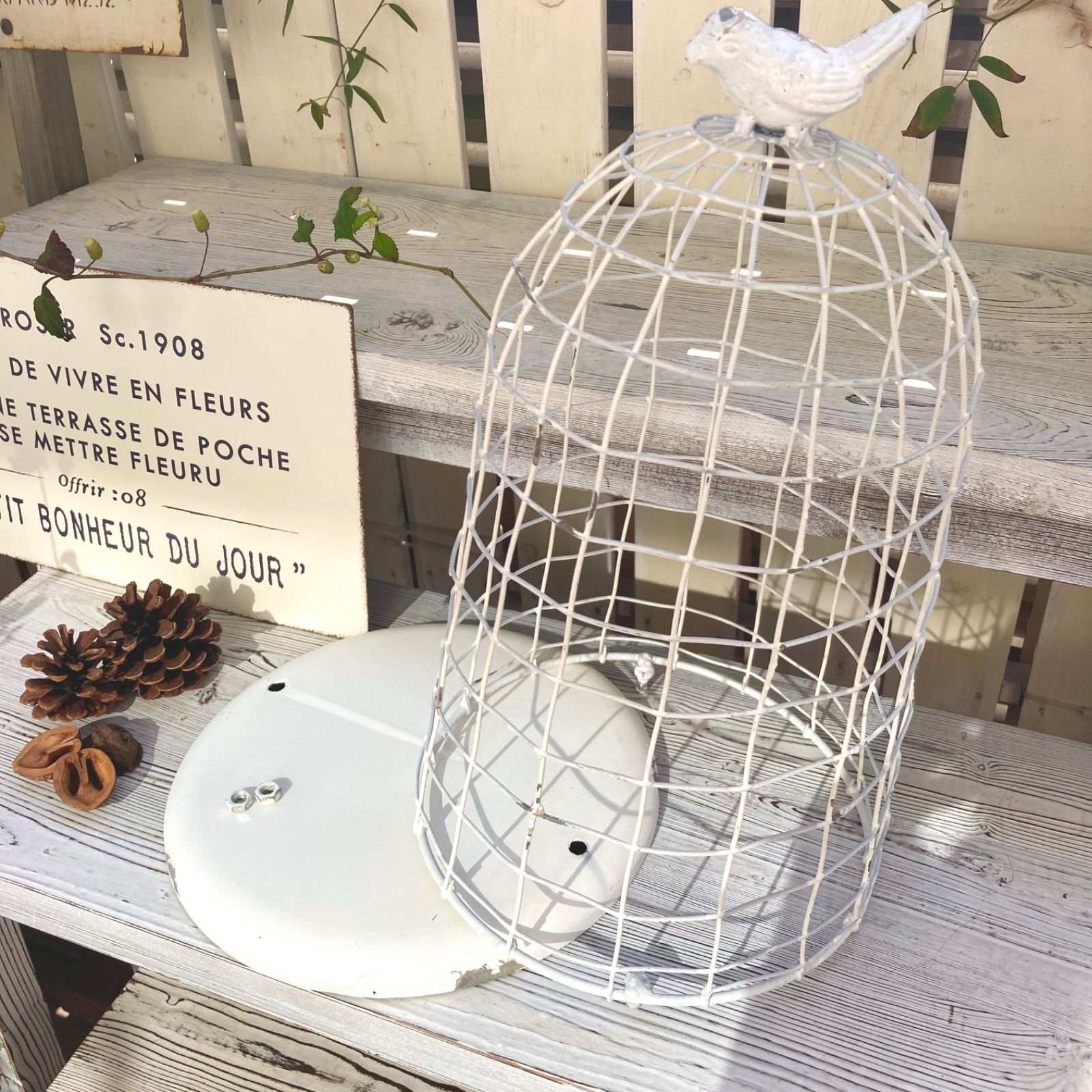 アイアンのバードゲージプランター（小）　鳥かご　鉢カバー　ガーデンオブジェ　プランターカバー　ナチュラルガーデン　アンティーク風雑貨