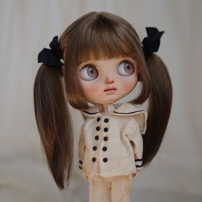 ブライス ウィッグ モヘアウィッグ 海外作家 ツインテール チョコ  