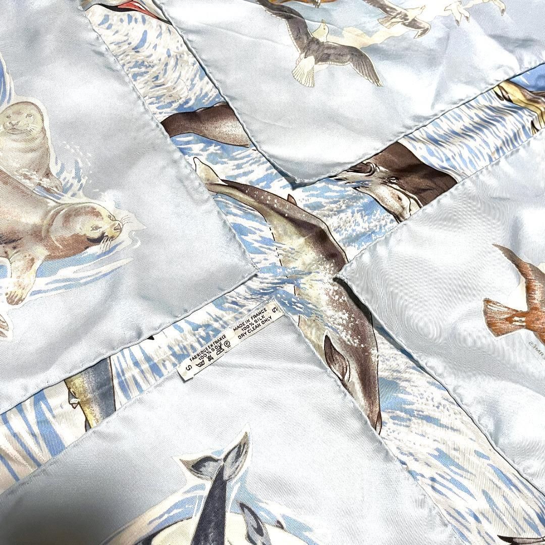 エルメス 地中海の貴重な生命 スカーフ カレ90 タグ オーシャンブルー シルク