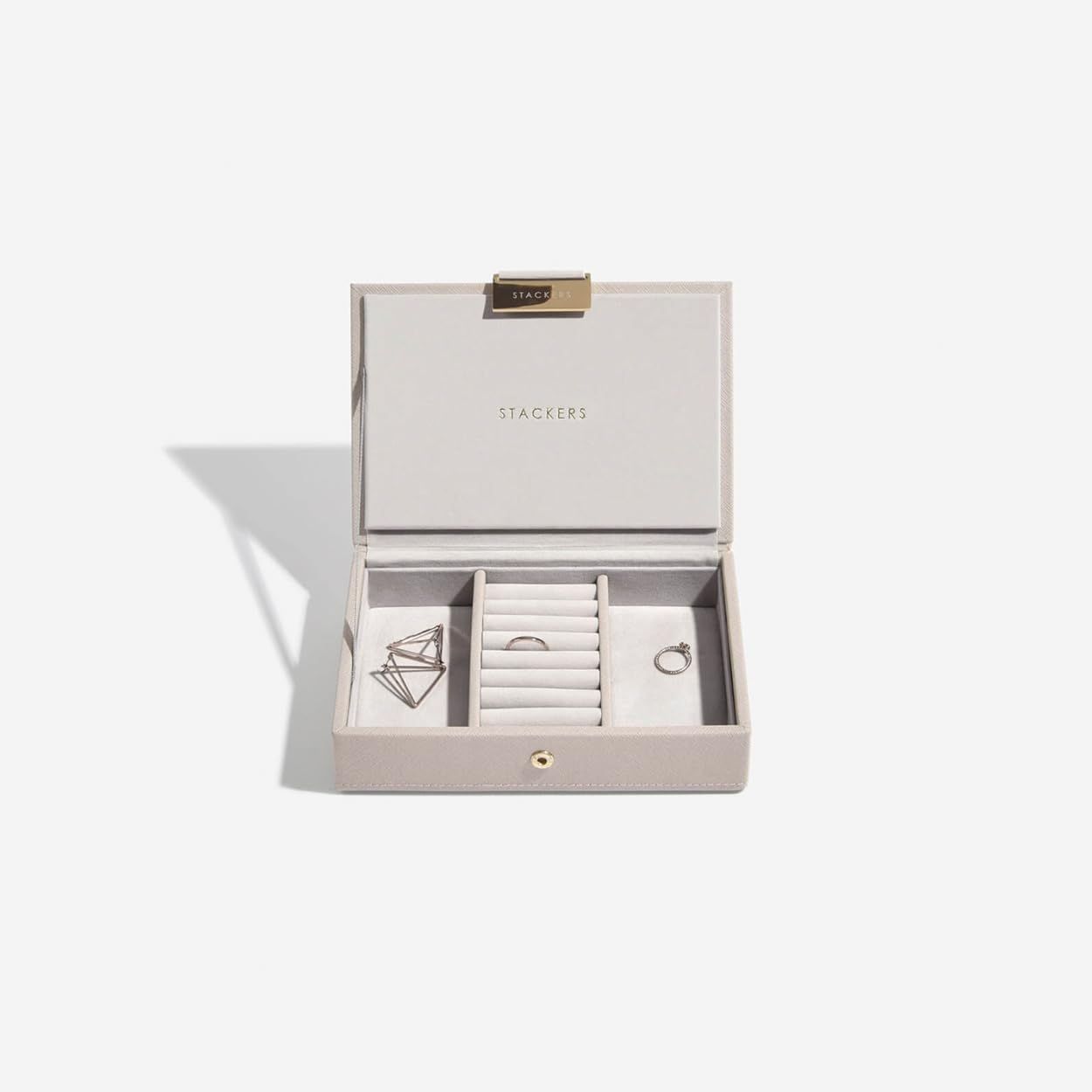 Color グレージュ STACKERS LONDON Mini ジュエス 蓋 グレージュ|スタッカーズ TAUPE Mini Jewelry Box Lid