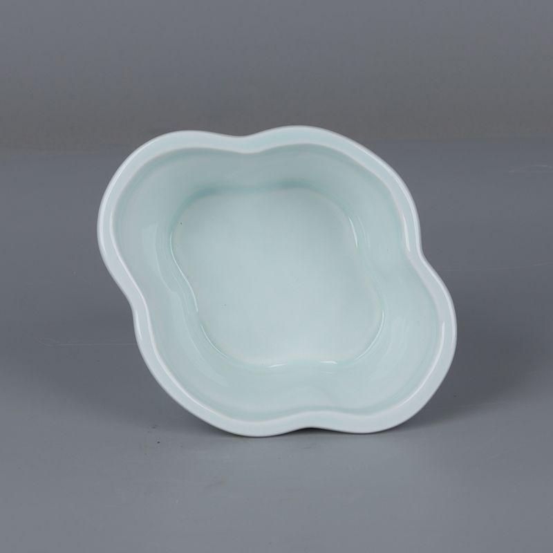 景徳鎮 影青陶磁 海棠筆洗 多肉菖蒲盆 装飾品 現代工芸品 美術品