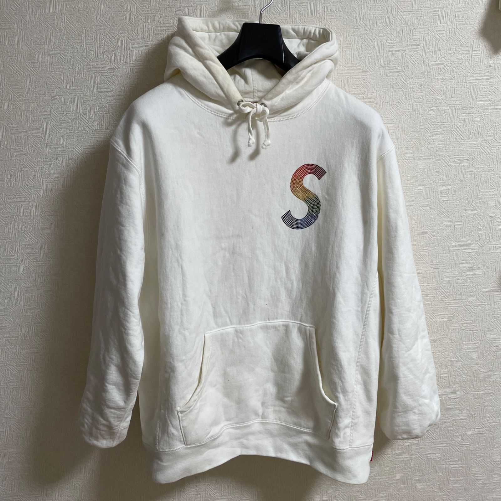 SUPREME スワロフスキー ホワイト パーカー size:M A63 - メルカリ