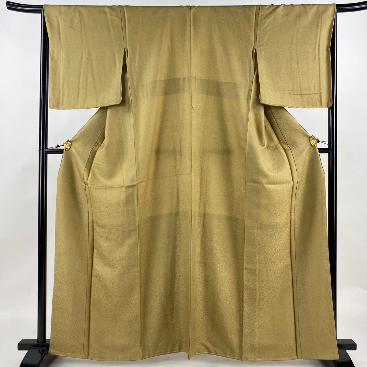 江戸小紋 身丈162cm 裄丈66cm M 袷 鮫文様 黄土色 正絹 美品 名品  