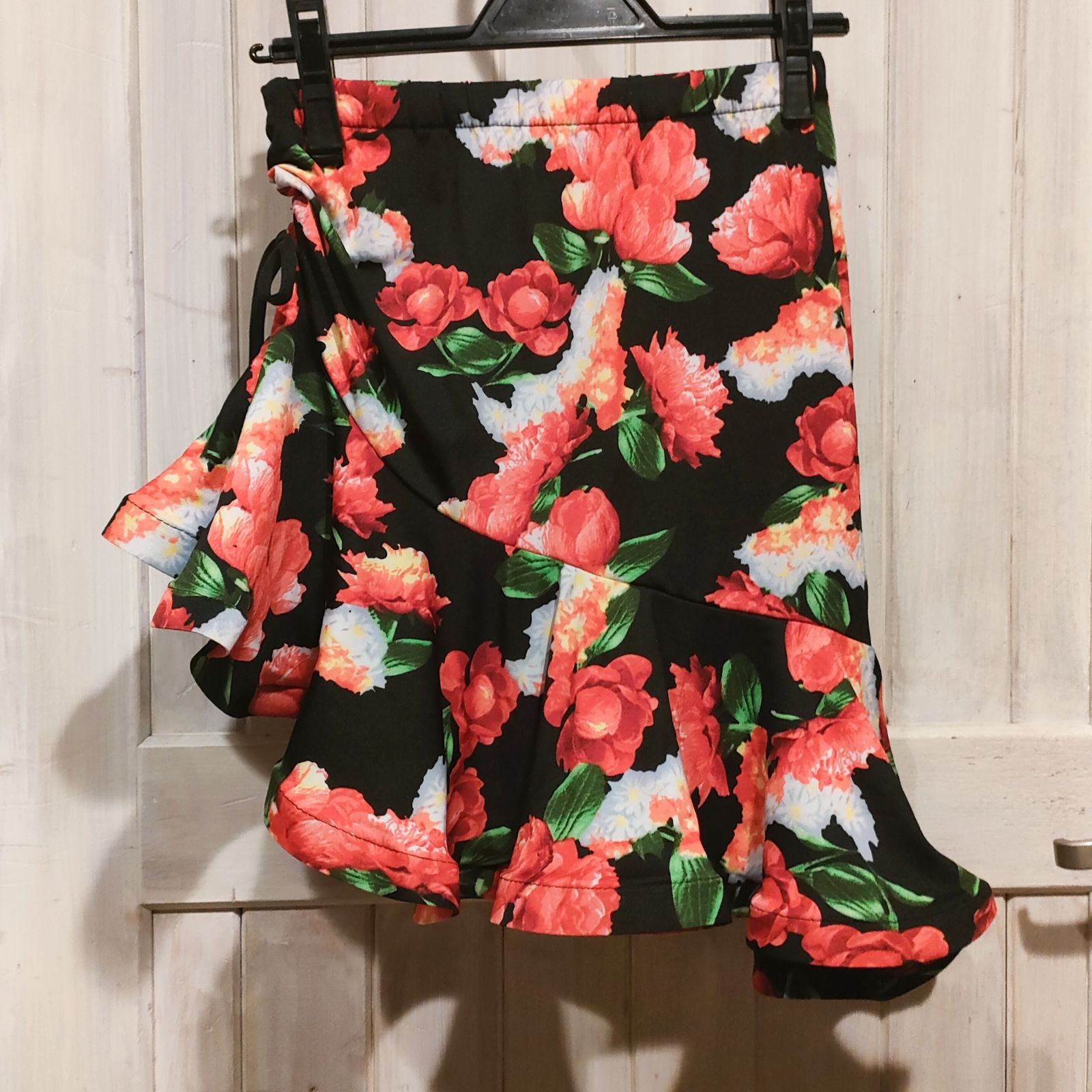 新品 社交ダンス 黒 赤 白 スカート タンゴ パーティ レッスン 2413