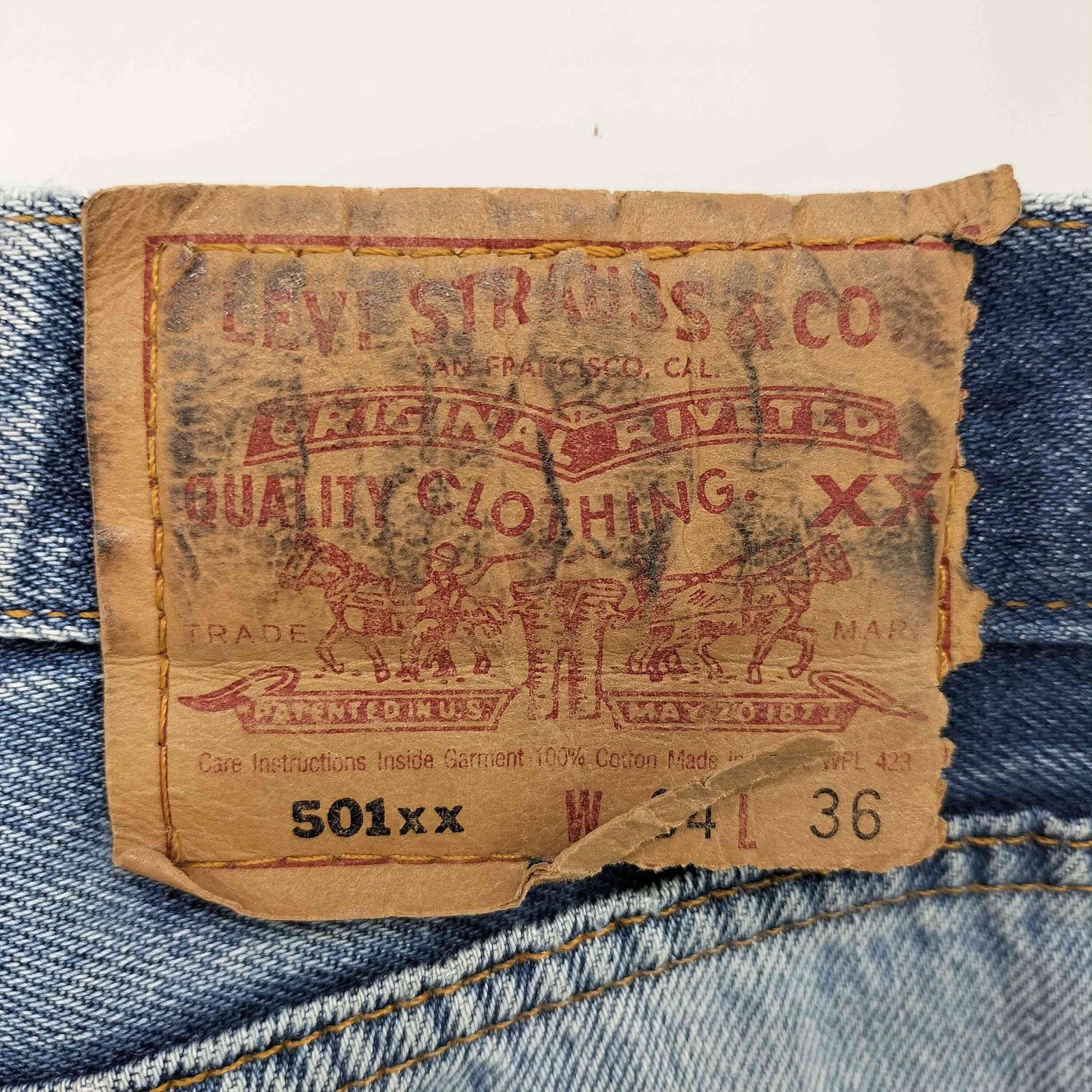 リーバイス Levis 90s USA製 501XX ボタン裏553 ダメージデニム