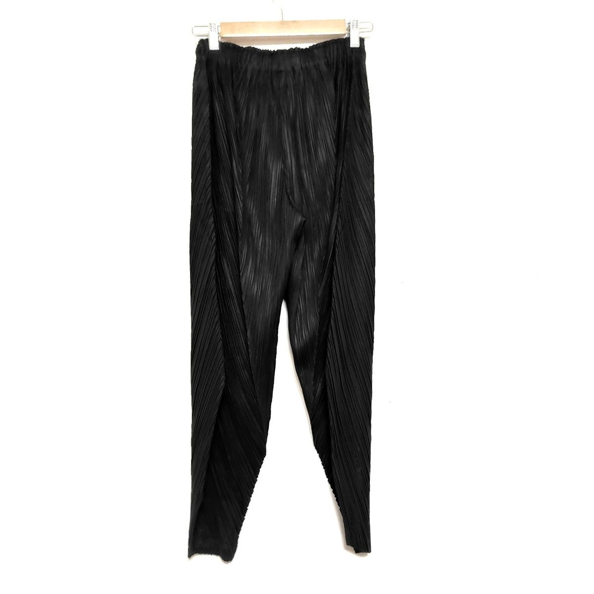 PLEATS PLEASE プリーツプリーズ イッセイミヤケ 細プリーツ ワイド ストレート パンツ ブラック系 5【極上美品】【中古】