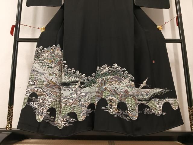 平和屋着物▽本加賀友禅作家 押田正義 色留袖 飛鶴人物風景