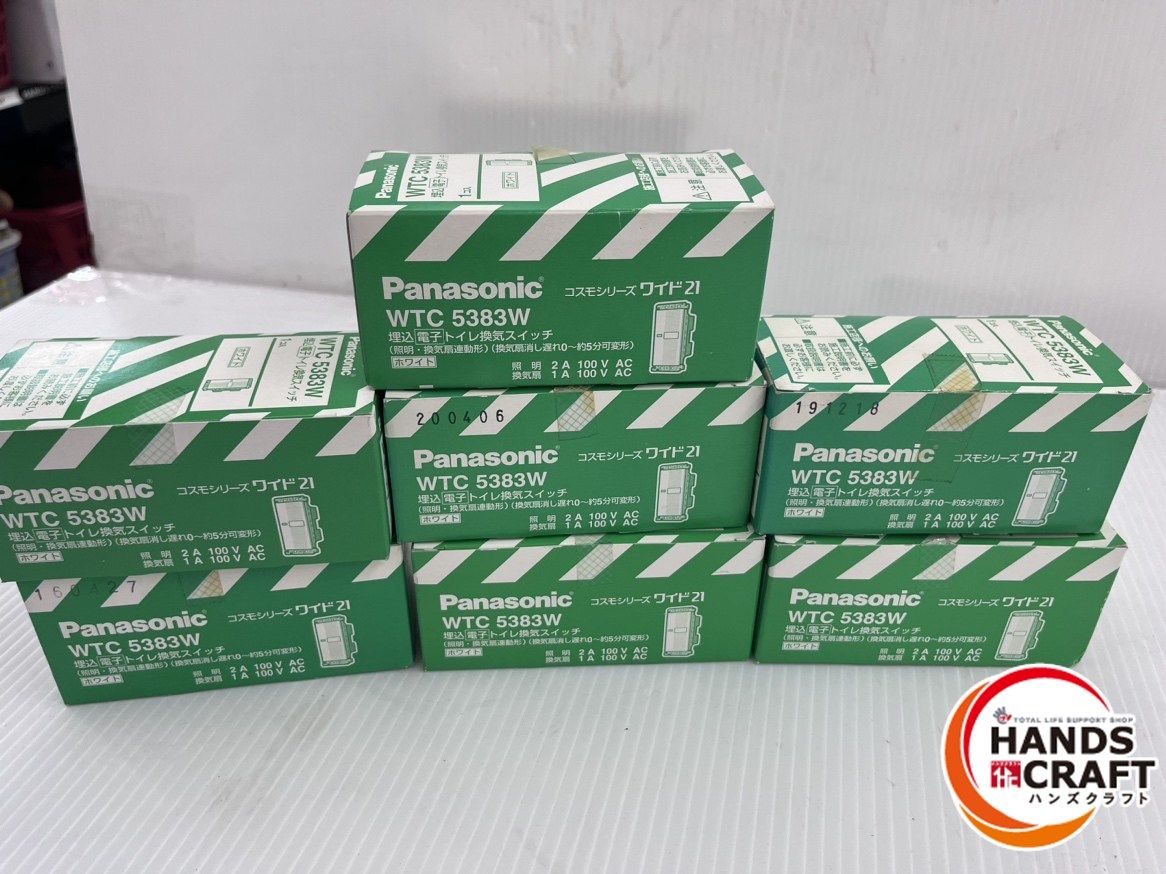 7個セット パナソニック Panasonic 埋込 電子トイレ換気スイッチ WTC5383W コスモシリーズ ワイド21 ホワイト 長期