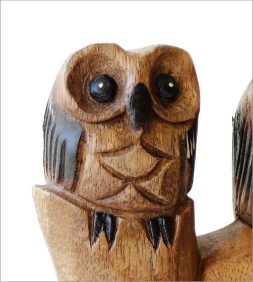 置物 オブジェ ふくろう フクロウ 木彫り おしゃれ かわいい