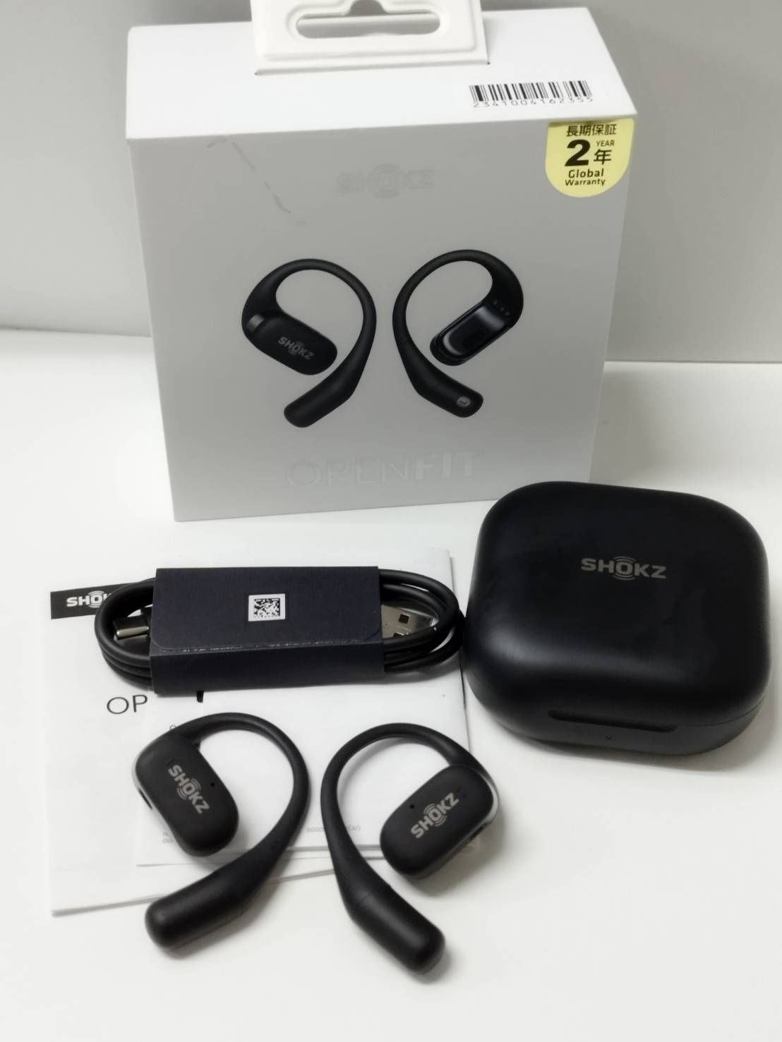 SHOKZ OPENFIT ワイヤレスイヤホン ブラック 充電ケース付き Shokz OpenFit 2 オープンイヤー Bluetooth ワイヤレスイヤホン