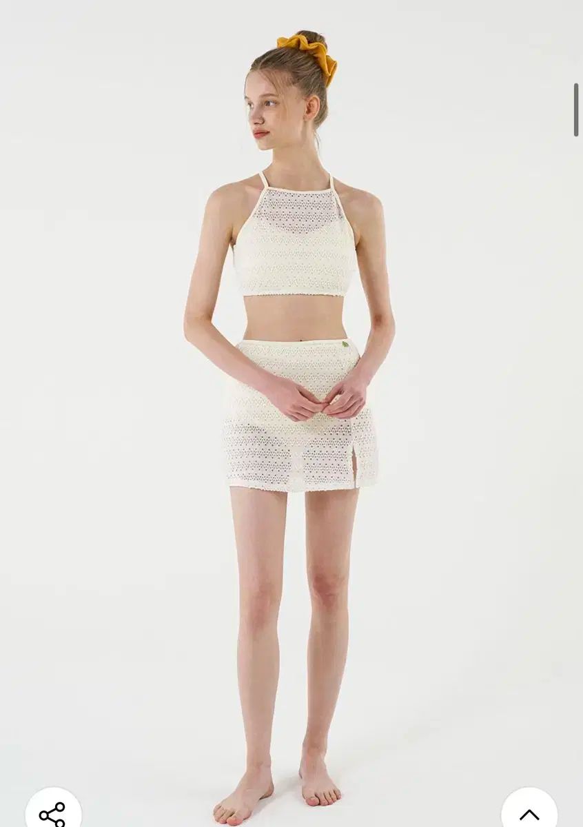 コラリック アイボリー クロシェ ホルターネック トップス スカート セット