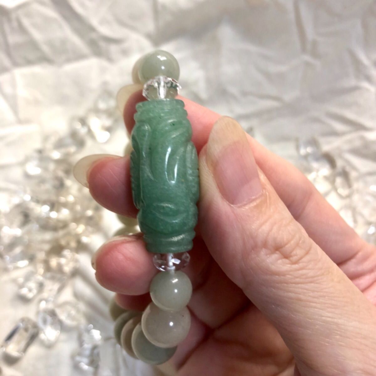 天然石 翡翠 福寿回紋天珠 内周16cm 10.5mm ブレスレット - メルカリ