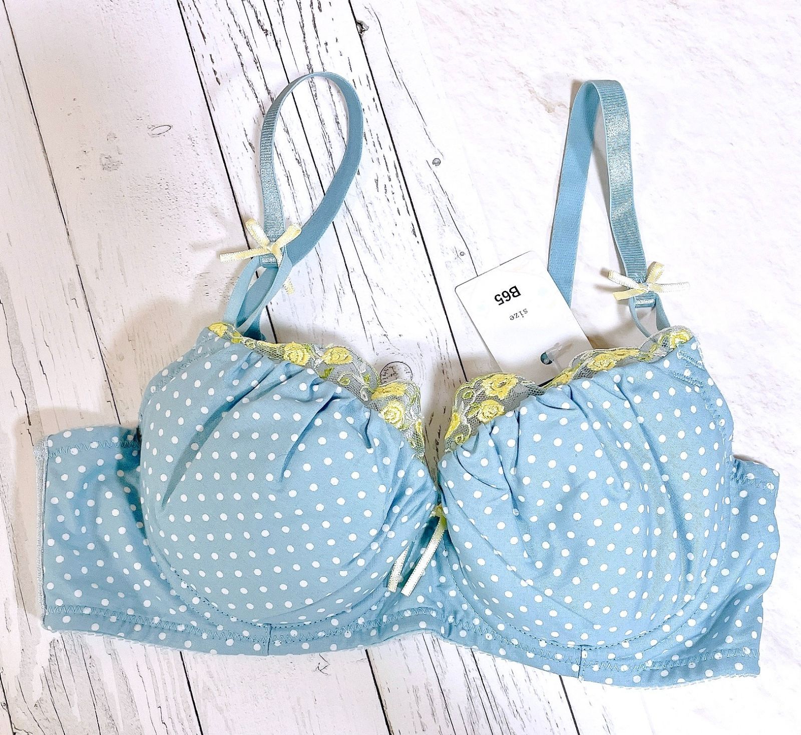 水色水玉ブラB65・ショーツM・キャミソールL3点セット－R808789