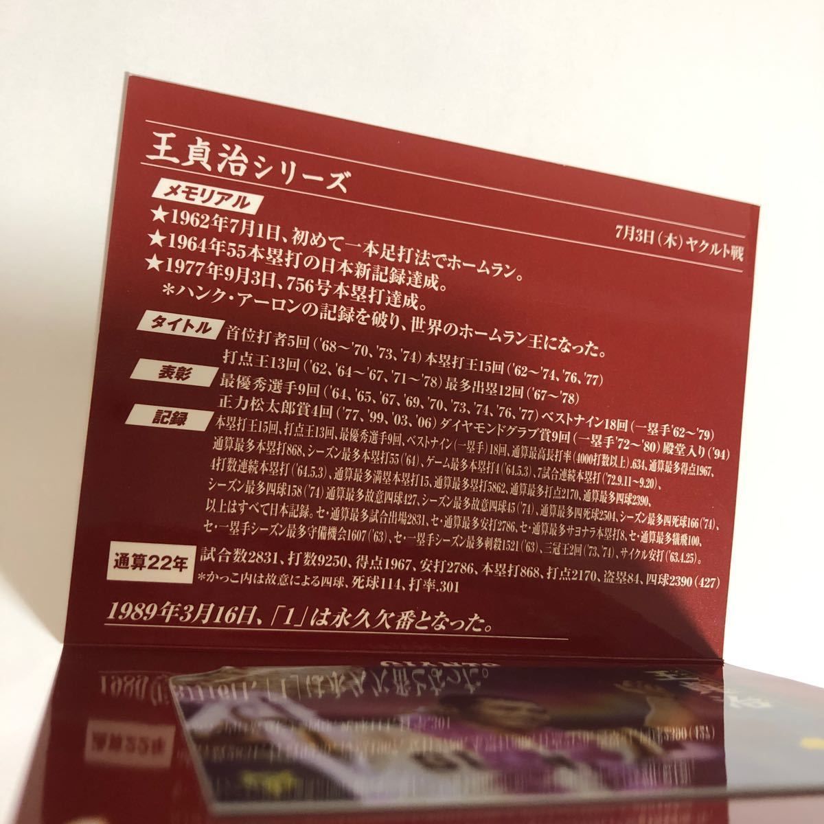 王貞治 カード 野球 永久欠番 シリーズ 非売品 キラ 激レア o13-1 1223 
