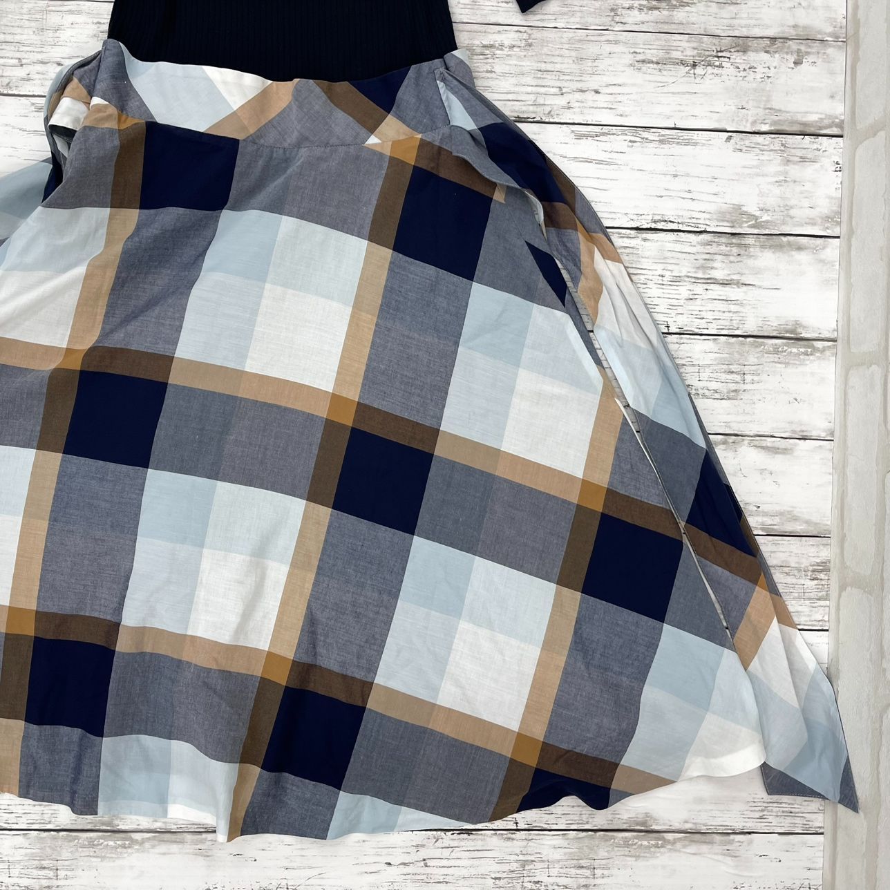 BLUE LABEL CRESTBRIDGE 半袖 ニット ワンピース ノバチェック 素材