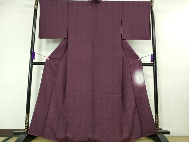 平和屋着物■極上　水蝋染技法　画家　津田瑞穂　お召　花繋ぎ地紋　紫紺色地　銀糸　逸品　未使用　DZAA6937kh5 平和屋着物□極上 水蝋染技法 画家 津田瑞穂 お召 花繋ぎ地紋 紫紺色地