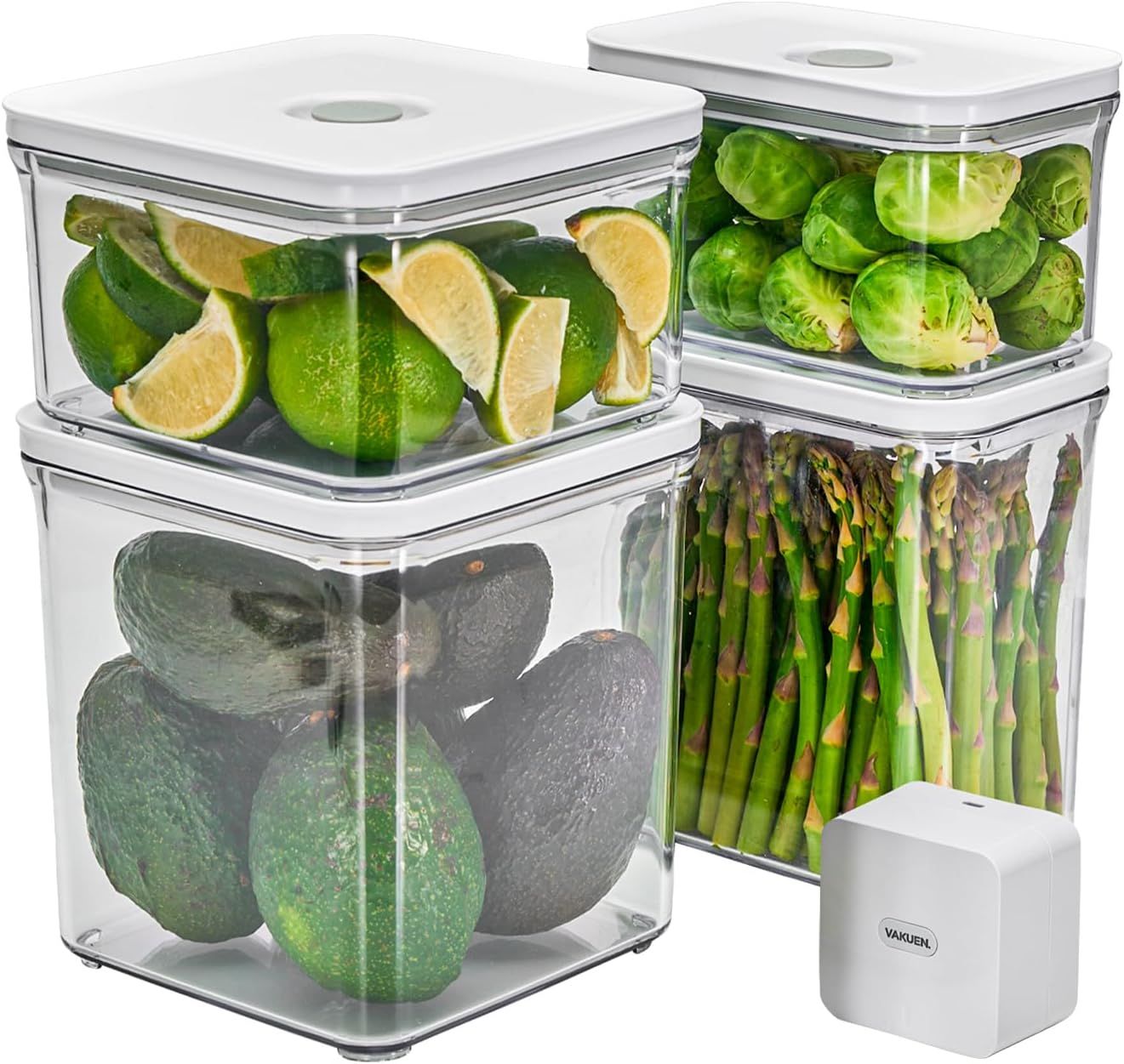 VAKUEN プレミアム真空保存容器u0026全自動食品シーラー機スターター セット 5点セット 真空パック機 バルブで便利開閉 BPAフリー 100%漏れ防止 非真空保存の容器よりも最大5倍長く食品を新鮮に