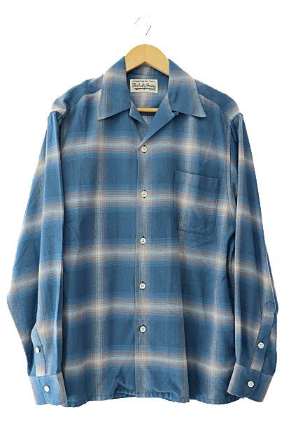 ワコマリア WACKO MARIA OMBRE CHECK OPENCOLLAR SHIRT L/S BLUE ワコマリア WACKO MARIA OMBRE CHECK OPENCOLLAR SHIRT L/S BLUE
