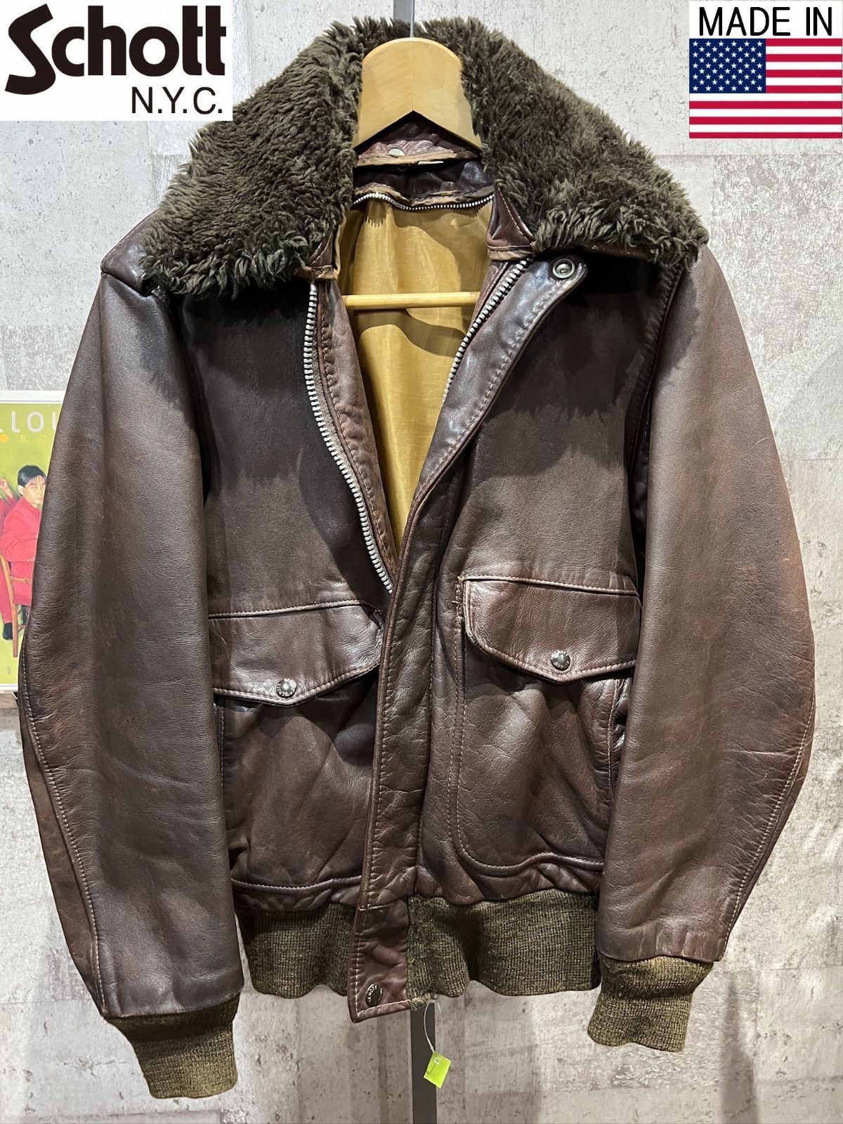 ヴィンテージ フライトジャケット A-2 G-1 レザー 地図柄 総柄 ボア M