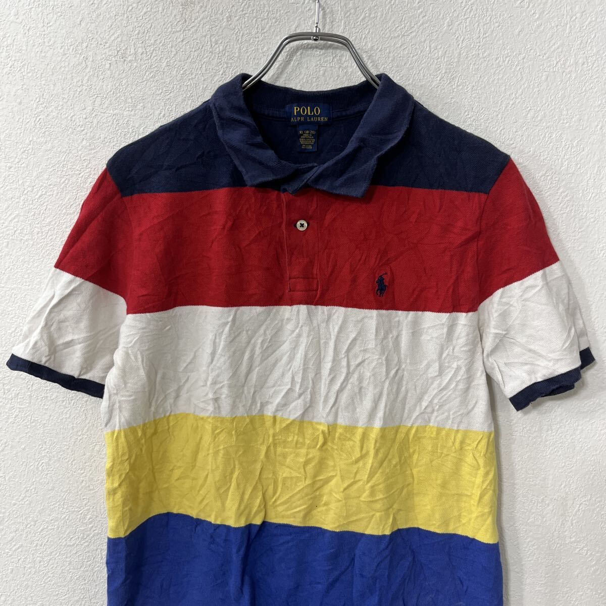 POLO RALPH LAUREN 半袖 ボーダー ポロシャツ XL ネイビー