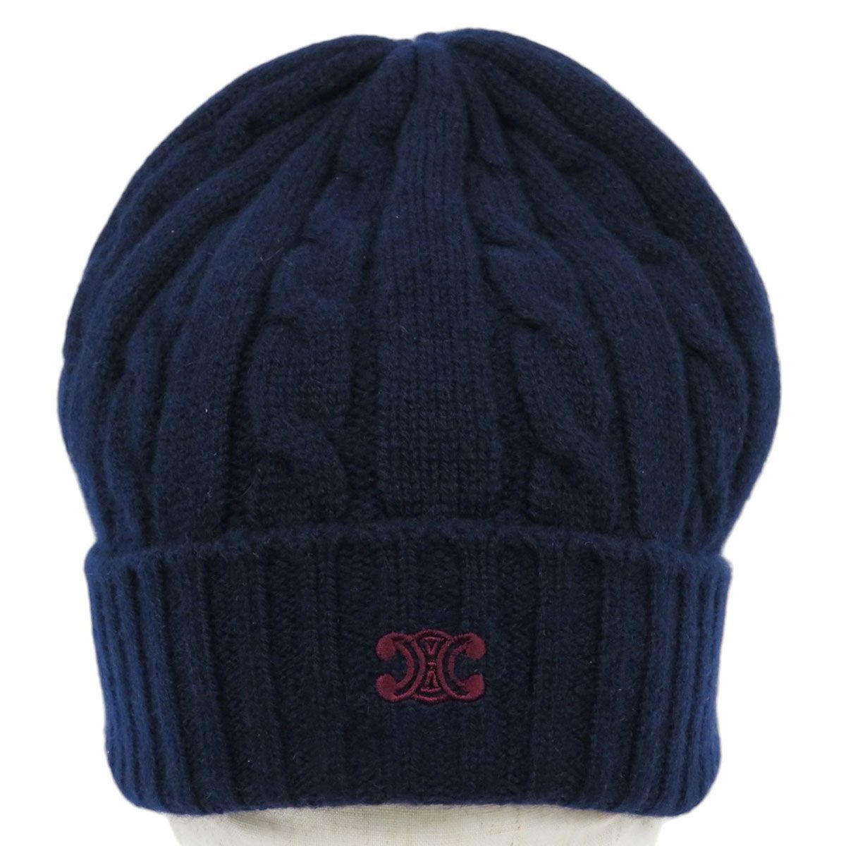 セリーヌ トリオンフ カシミヤ ニット キャップ 2AE0L362W ユニセックス ネイビー CELINE アパレル 小物