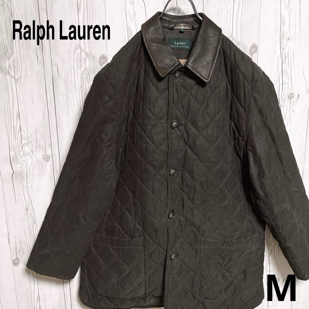 RALPH LAUREN ラルフローレン キルティングジャケット ブルゾン メンズMサイズ コート ブラウン 茶色系 古着