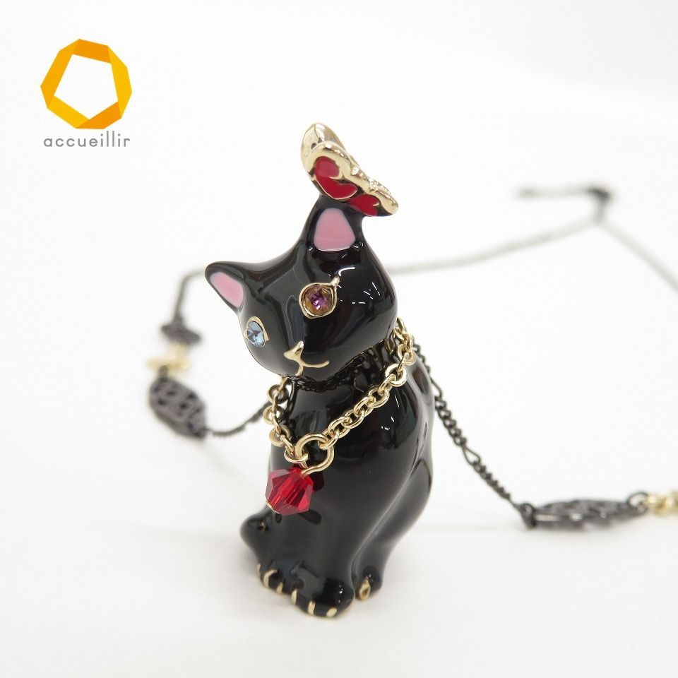 ネックレス アナスイ ANNA SUI ネコ ネックレス 猫 黒猫