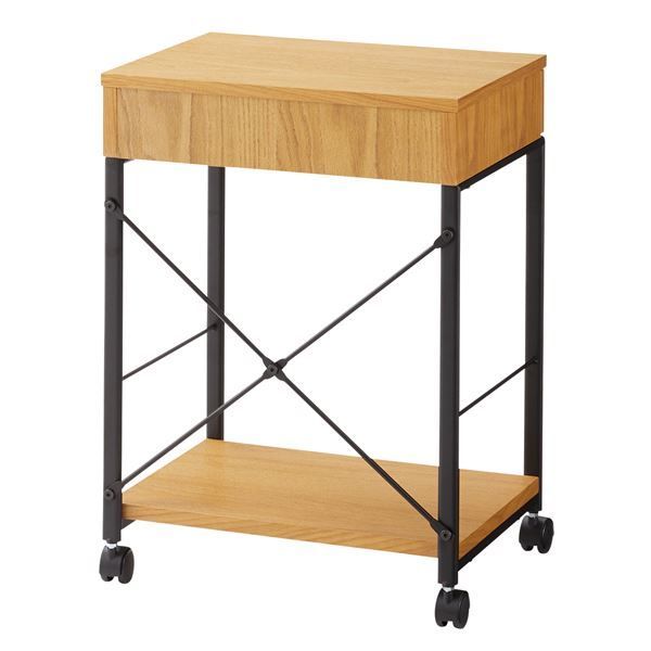 サイドチェスト 袖机 幅45cm ナチュラル スチール キャスター付き 木目 組立品 リビング 子供部屋 勉強部屋 在宅ワーク