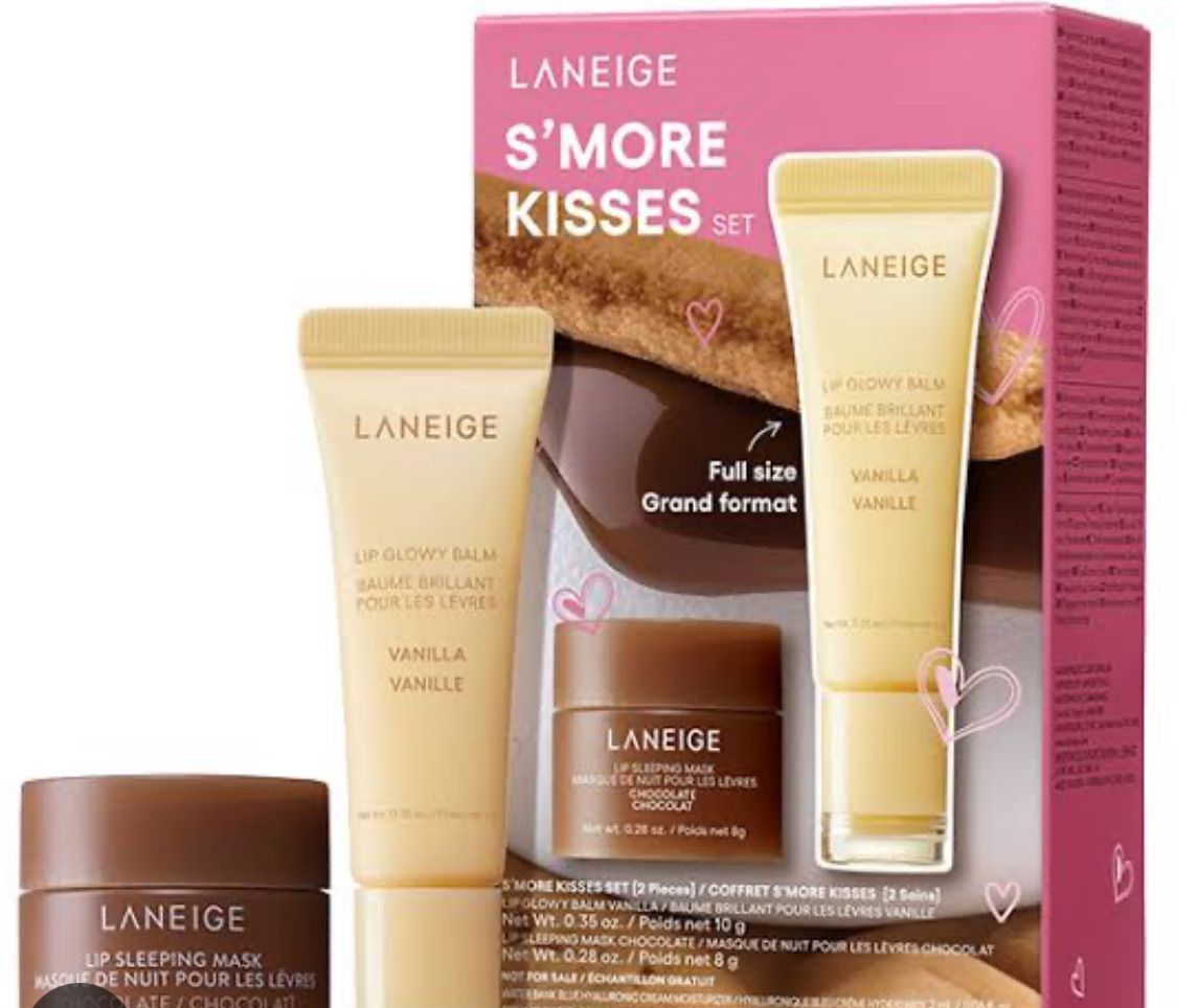 LANEIGEラネージュ チョコバニラリップデュオキット 限定 韓国コスメリップスリーピングマスク チョコレート 8g　リップグロウィバーム バニラ 10g クリームスキン ローション2mL(化粧水) ・ウ