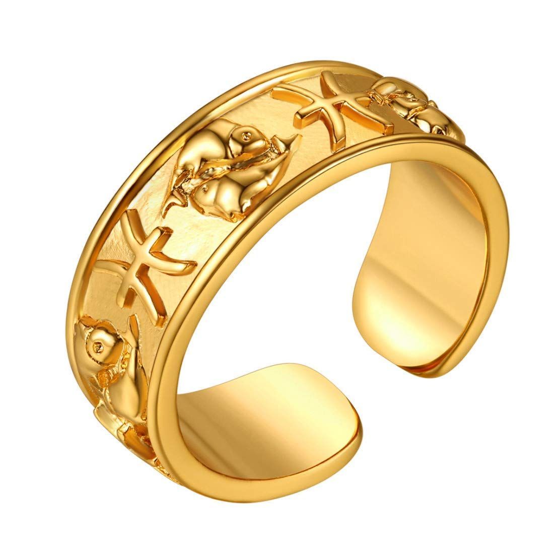 ゴールド 18k フリーサイズ 指輪 調整可能 牡羊座 真鍮 18金 太め