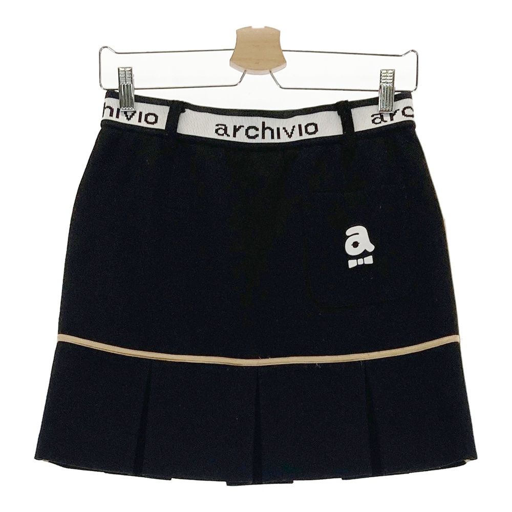 サイズ 38 ARCHIVIO アルチビオ 裏地付 ウール混 ニットスカート ブラック系 240101530402 ゴルフウェア レディース ストスト