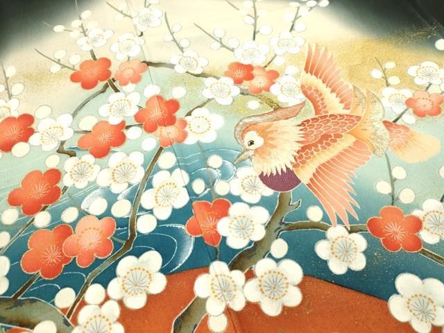 平和屋着物□豪華黒留袖 刺繍 鴛鴦文箱花文 暈し染め