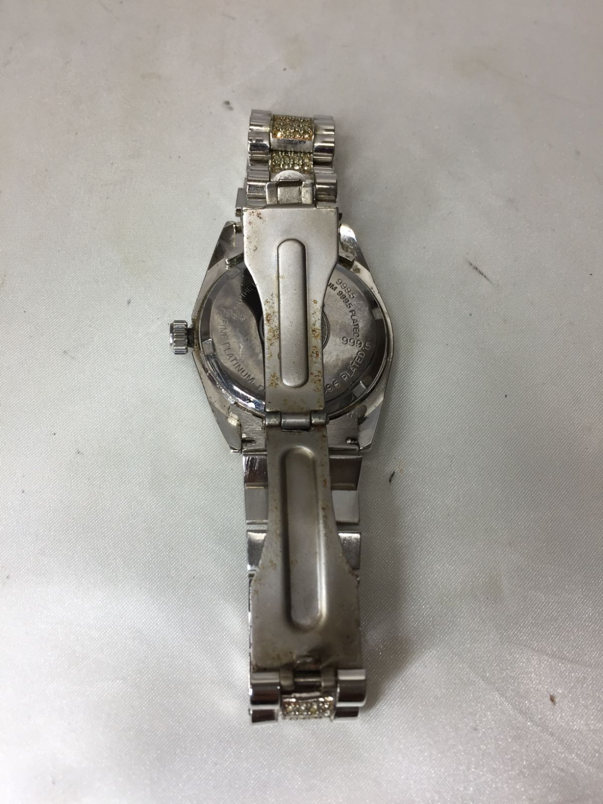 (最終値下げ)腕時計　ELGIN エルジン ビンテージ　クォーツ S【ジャンク】ELGIN DATE QUARTZ DELUXE FINE PLATINUM 999.5