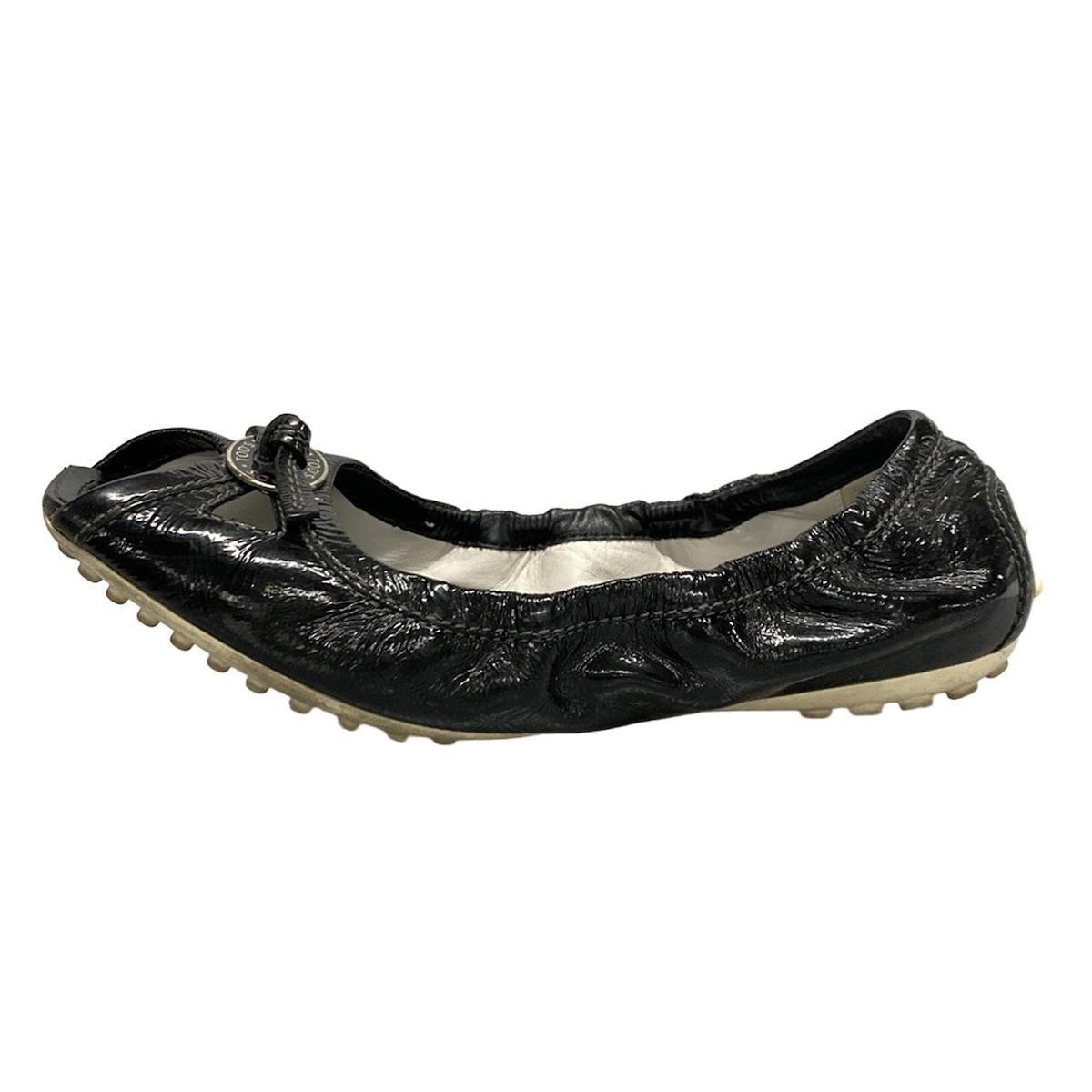 TOD'S レオパード　フラットシューズ  36 TOD'S(トッズ) フラットシューズ 36 レディース - 黒 リボン