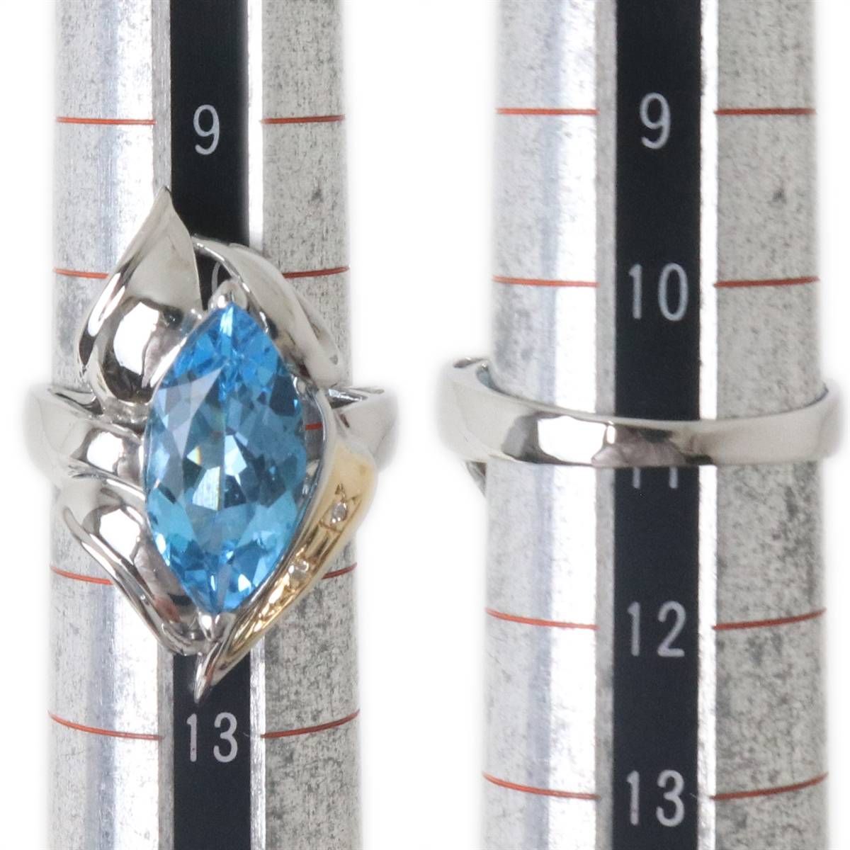 最新最全の Pt900/K18 プラチナ ゴールド コンビ ブルートパーズリング アクセサリー