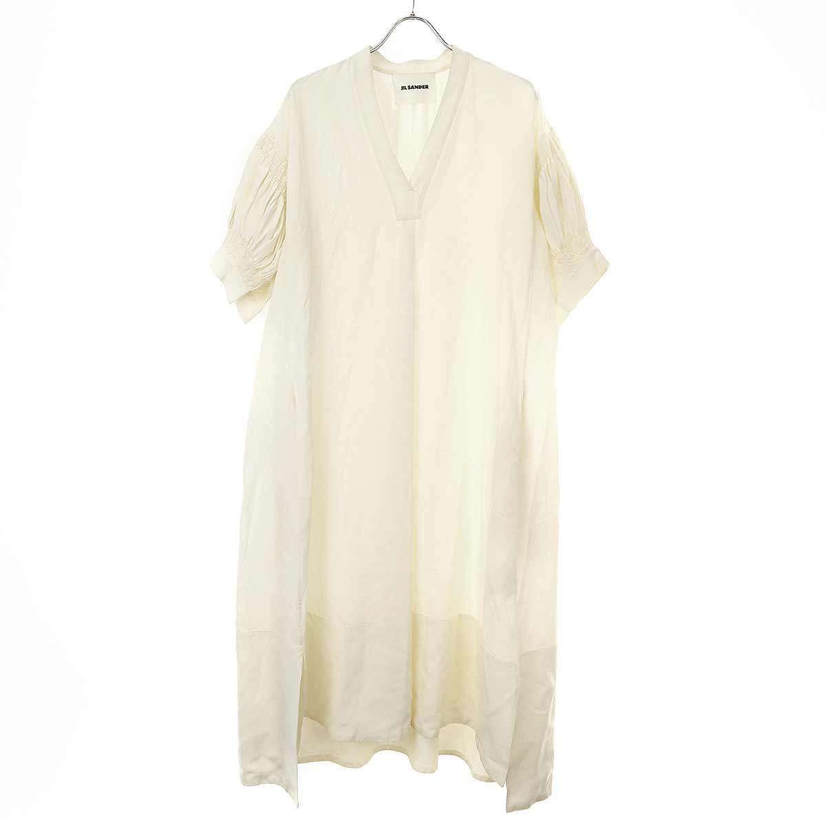 JIL SANDER 半袖ロングワンピース 34 アイボリー（JIL SANDER