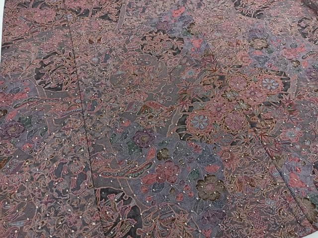 平和屋着物▽上質な小紋 単衣 絞り 雪輪花文 正絹 逸品 BAAS8067yc