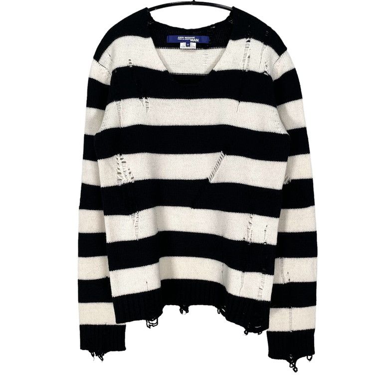 14AW JUNYA WATANABE MAN ボーダー ダメージ ニット