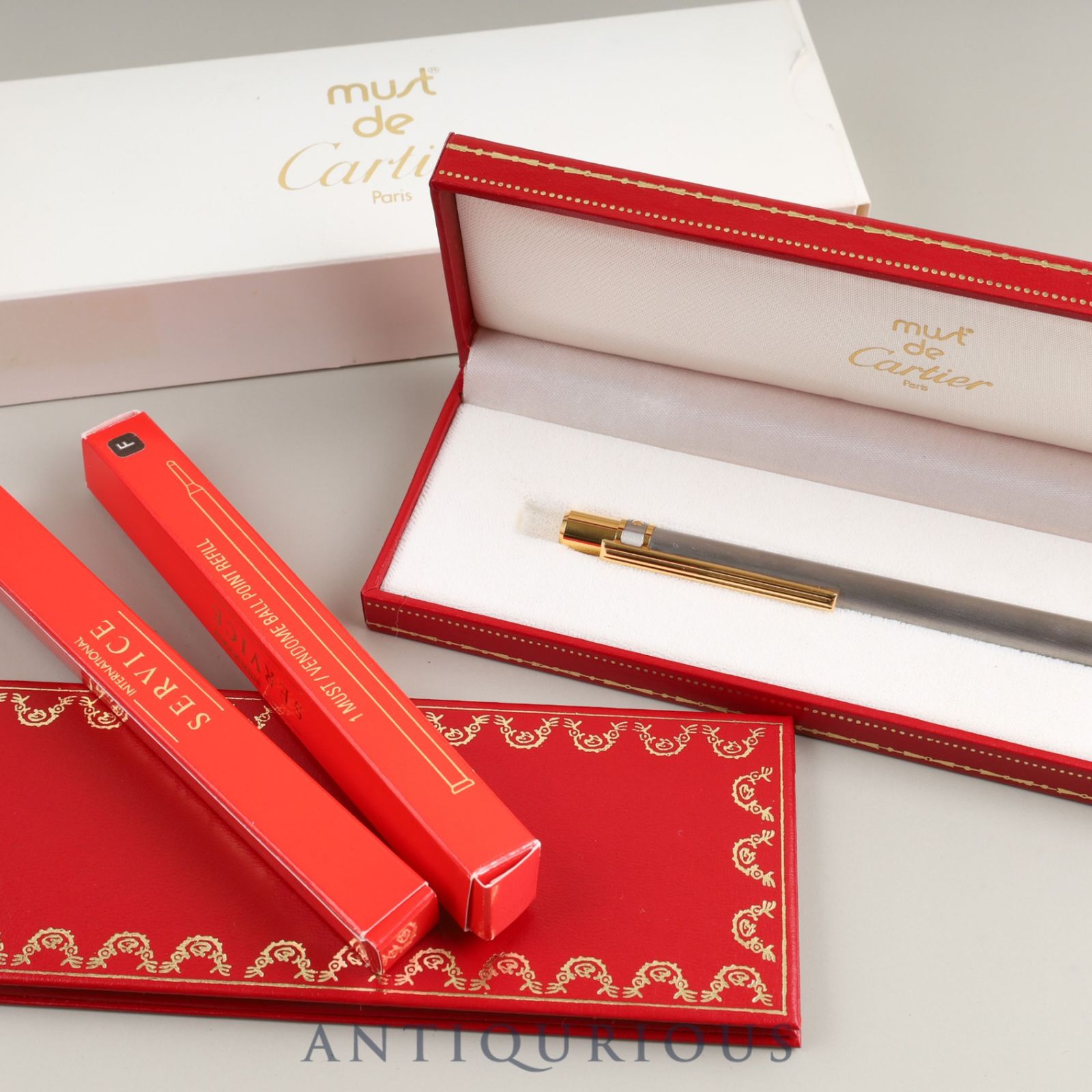 Cartier ホワイト ボールペン ケース付き カルティエ ボールペン サントス ドゥ ツイスト式 GP 箱 保証書（1994