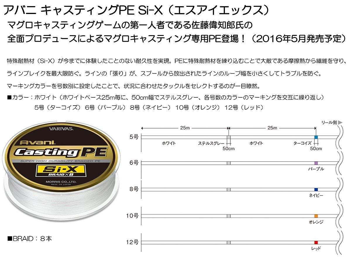 人気商品】キャスティング Si-X アバニ 300m PEライン 8本 VARIVAS