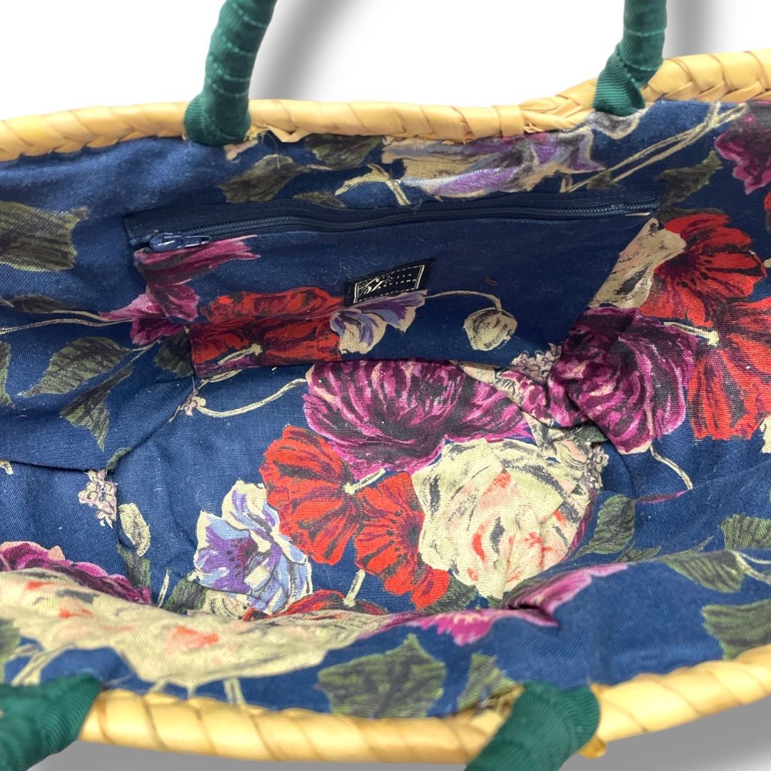 KEITAMARUYAMA 虎刺繍 青 かごバッグ KEITA MARUYAMA ケイタマルヤマ フラワー刺繍 かごバッグ 籠バッグ
